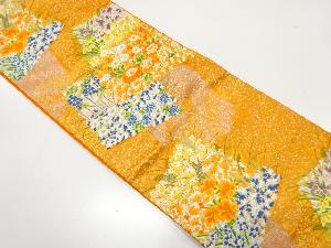 色紙にのり散らし・草花模様織り出し　袋帯